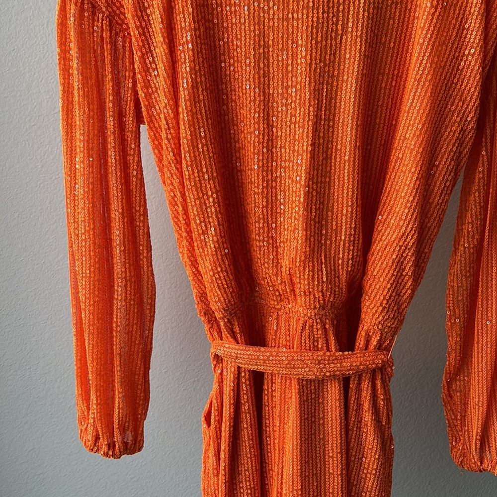 Fashion Nova Sparkly Orange Romper - Picture 8 of 8